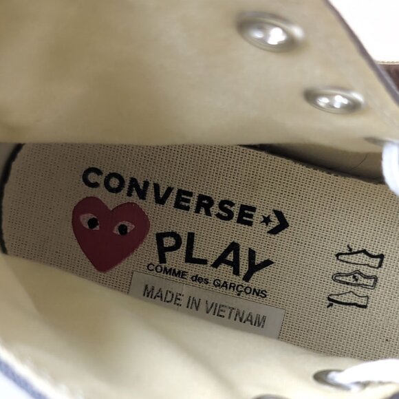 Comme Des Garcons PLAY Gray Converse High Top Sneakers Womens Size 6 - Picture 7 of 9
